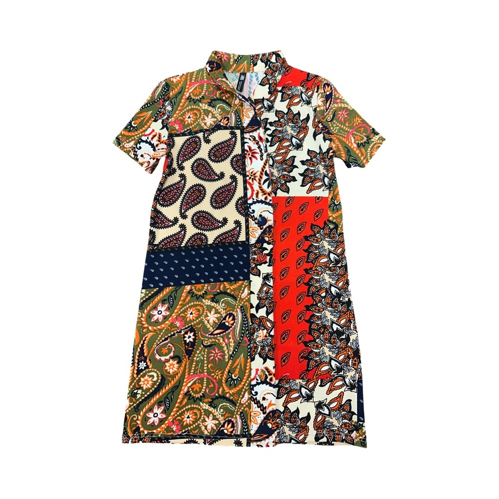 Zara Paisley Patchwork Button Down Short Sleeve M… - image 2